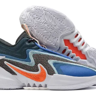 Nike 蓝色橙色层叠针织和网面鞋面雕塑波浪中底篮球鞋