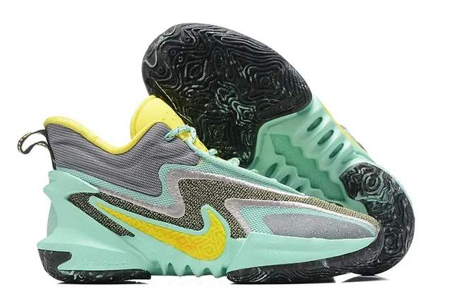 Nike Tênis de Basquete com Upper de Knit e Mesh em Azul e Laranja Midsole Esculpida Ondulada 20