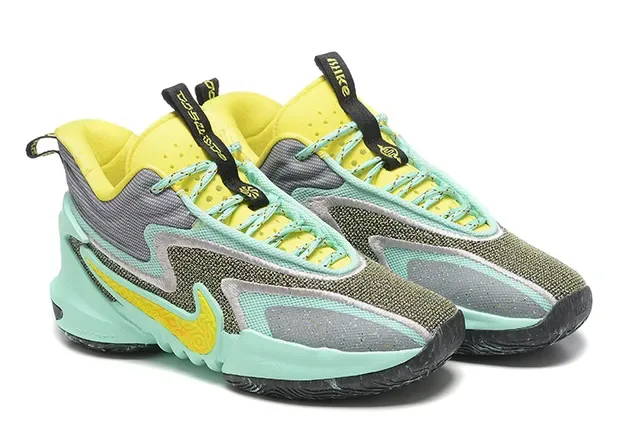 Nike Tênis de Basquete com Upper de Knit e Mesh em Azul e Laranja Midsole Esculpida Ondulada 21