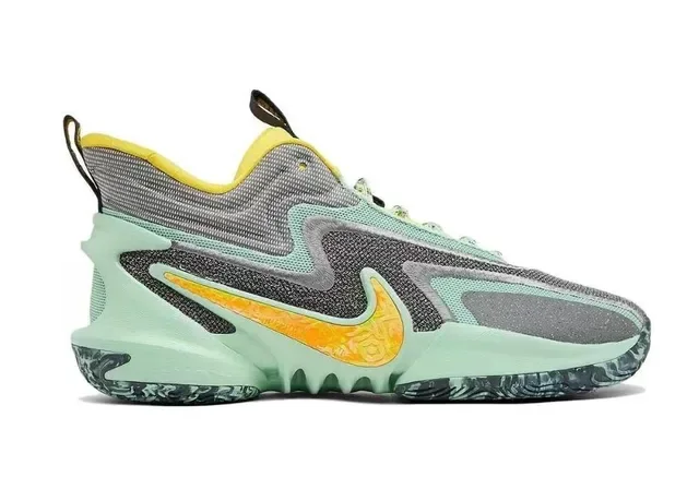 Nike Tênis de Basquete com Upper de Knit e Mesh em Azul e Laranja Midsole Esculpida Ondulada 24
