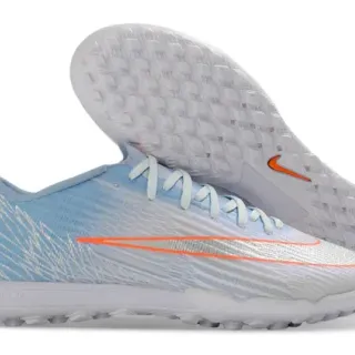 Nike Blue Orange Low-Cut Synthetic Upper Textured Wave-Pattern Overlay Turf Soccer Shoes