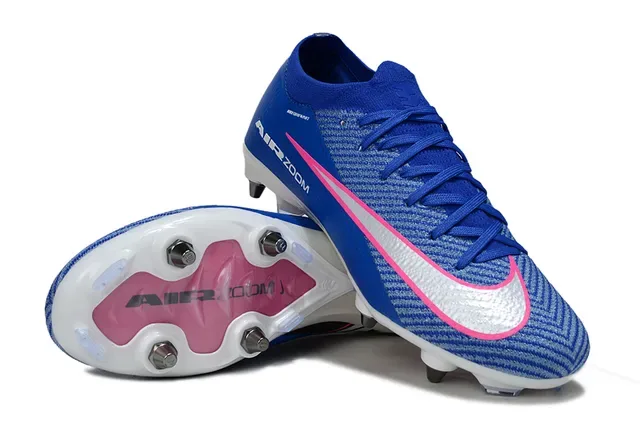 نيكي أحذية كرة القدم Air Zoom cushioning أزرق وردي مع upper من الخياطة للأرضية الصلبة 4