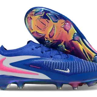 Nike Blue Pink Knit Upper Iridescent Soleplate Firm-Ground Soccer Shoes