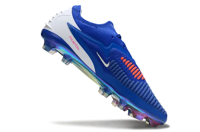 Nike Blue Pink Knit Upper Iridescent Soleplate Firm-Ground Soccer Shoes 2
