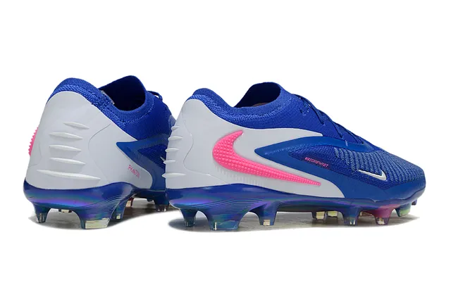Nike Blue Pink Knit Upper Iridescent Soleplate Firm-Ground Soccer Shoes 5