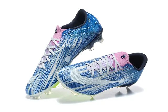 Nike Blue Pink Low-Cut Sock-Fit Upper Dynamic Lace Cage Firm-Ground Soccer Shoes 2