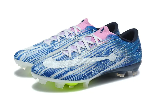 Nike Blue Pink Low-Cut Sock-Fit Upper Dynamic Lace Cage Firm-Ground Soccer Shoes 8