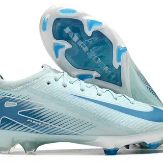 Nike Blue Transparent Low-Cut Sock-Fit Upper Flyknit-Style Engineered Mesh Firm-Ground Soccer Shoes