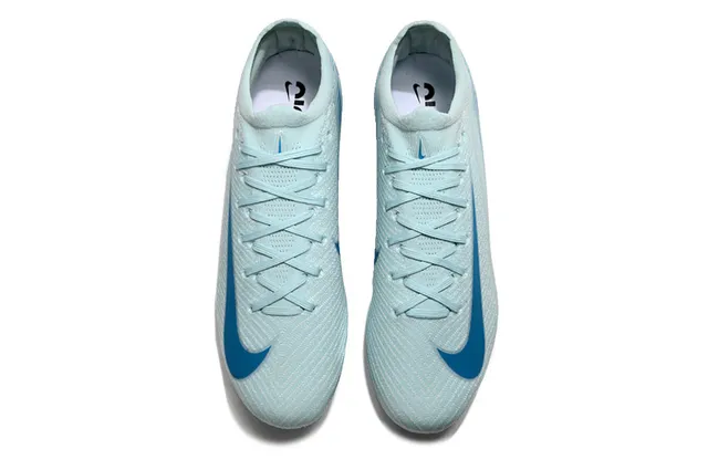 Nike Blue Transparent Low-Cut Sock-Fit Upper Flyknit-Style Engineered Mesh Firm-Ground Soccer Shoes 2