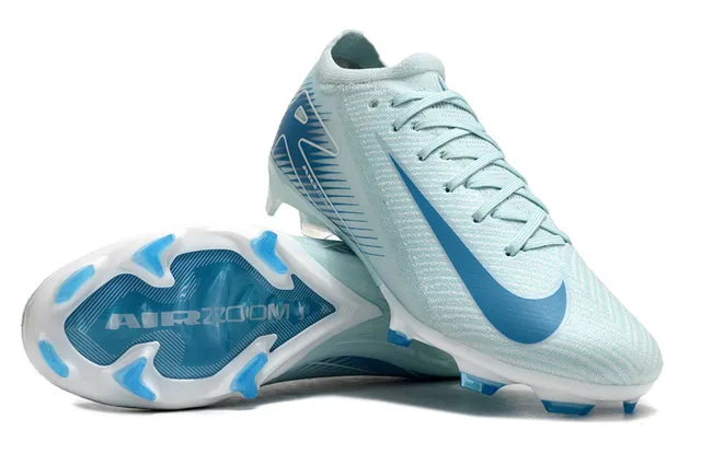 Nike Blue Transparent Low-Cut Sock-Fit Upper Flyknit-Style Engineered Mesh Firm-Ground Soccer Shoes 3