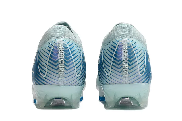 Nike Blue Transparent Low-Cut Sock-Fit Upper Flyknit-Style Engineered Mesh Firm-Ground Soccer Shoes 4