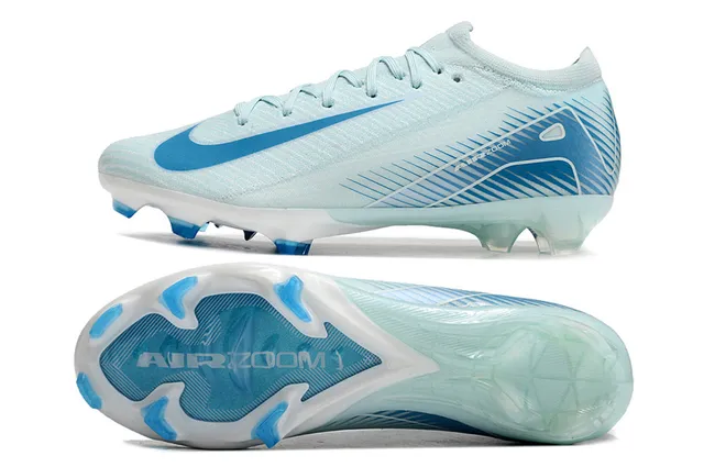 Nike Blue Transparent Low-Cut Sock-Fit Upper Flyknit-Style Engineered Mesh Firm-Ground Soccer Shoes 5