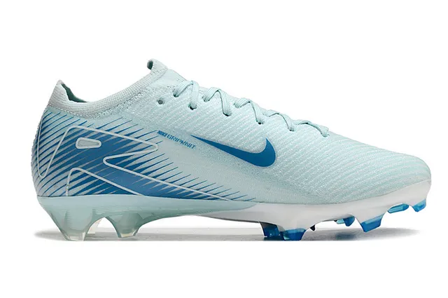 Nike Blue Transparent Low-Cut Sock-Fit Upper Flyknit-Style Engineered Mesh Firm-Ground Soccer Shoes 7