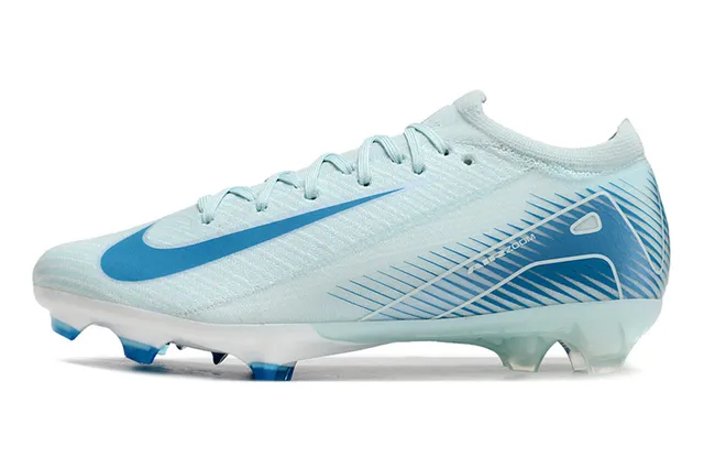 Nike Blue Transparent Low-Cut Sock-Fit Upper Flyknit-Style Engineered Mesh Firm-Ground Soccer Shoes 8
