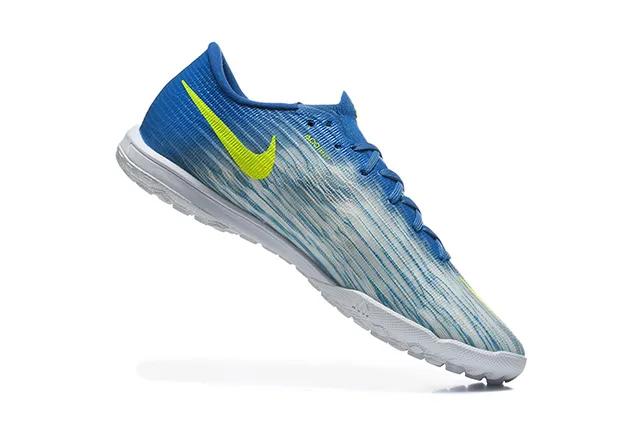 Nike Bleu Jaune Flyweave Haut Lacets Asymétriques Chaussures de football sur gazon 3