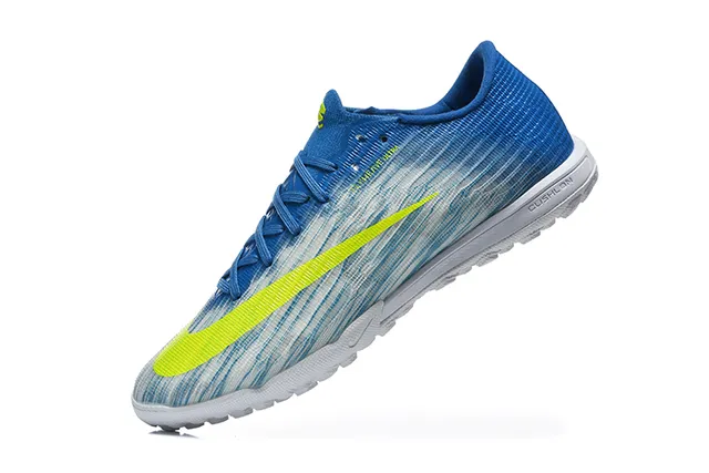Nike Bleu Jaune Flyweave Haut Lacets Asymétriques Chaussures de football sur gazon 4