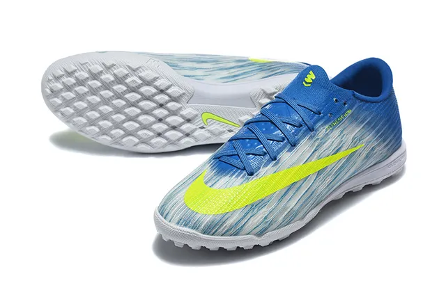 Nike Bleu Jaune Flyweave Haut Lacets Asymétriques Chaussures de football sur gazon 6
