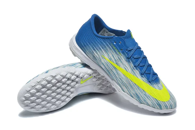 Nike Bleu Jaune Flyweave Haut Lacets Asymétriques Chaussures de football sur gazon 7