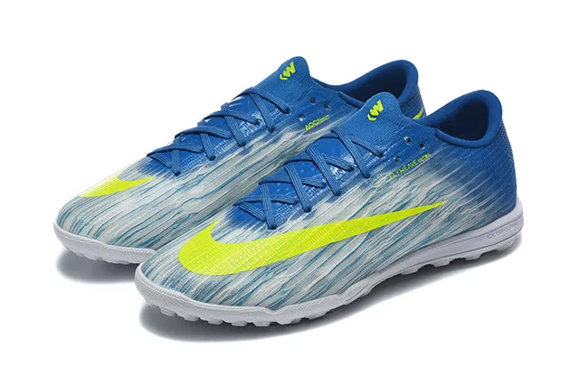 Nike Bleu Jaune Flyweave Haut Lacets Asymétriques Chaussures de football sur gazon 8