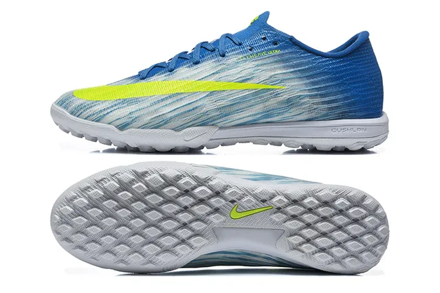Nike Bleu Jaune Flyweave Haut Lacets Asymétriques Chaussures de football sur gazon 9