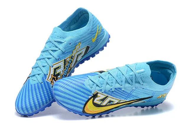 Nike Bleu Jaune Low-Cut Tricot Supérieur Dynamique Cage Couverture Herbe Football Chaussures 2