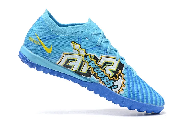Nike Bleu Jaune Low-Cut Tricot Supérieur Dynamique Cage Couverture Herbe Football Chaussures 3