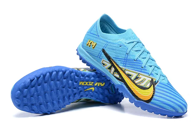 Nike Bleu Jaune Low-Cut Tricot Supérieur Dynamique Cage Couverture Herbe Football Chaussures 6