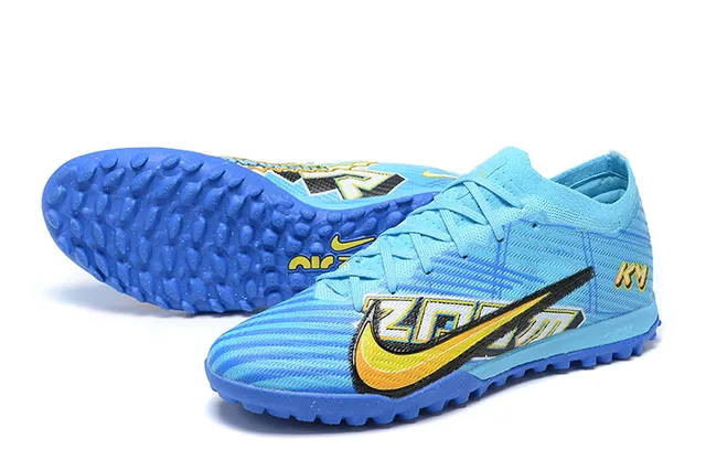 Nike Bleu Jaune Low-Cut Tricot Supérieur Dynamique Cage Couverture Herbe Football Chaussures 7