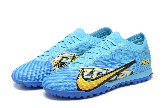 Nike Bleu Jaune Low-Cut Tricot Supérieur Dynamique Cage Couverture Herbe Football Chaussures 8