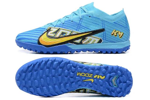 Nike Bleu Jaune Low-Cut Tricot Supérieur Dynamique Cage Couverture Herbe Football Chaussures 9