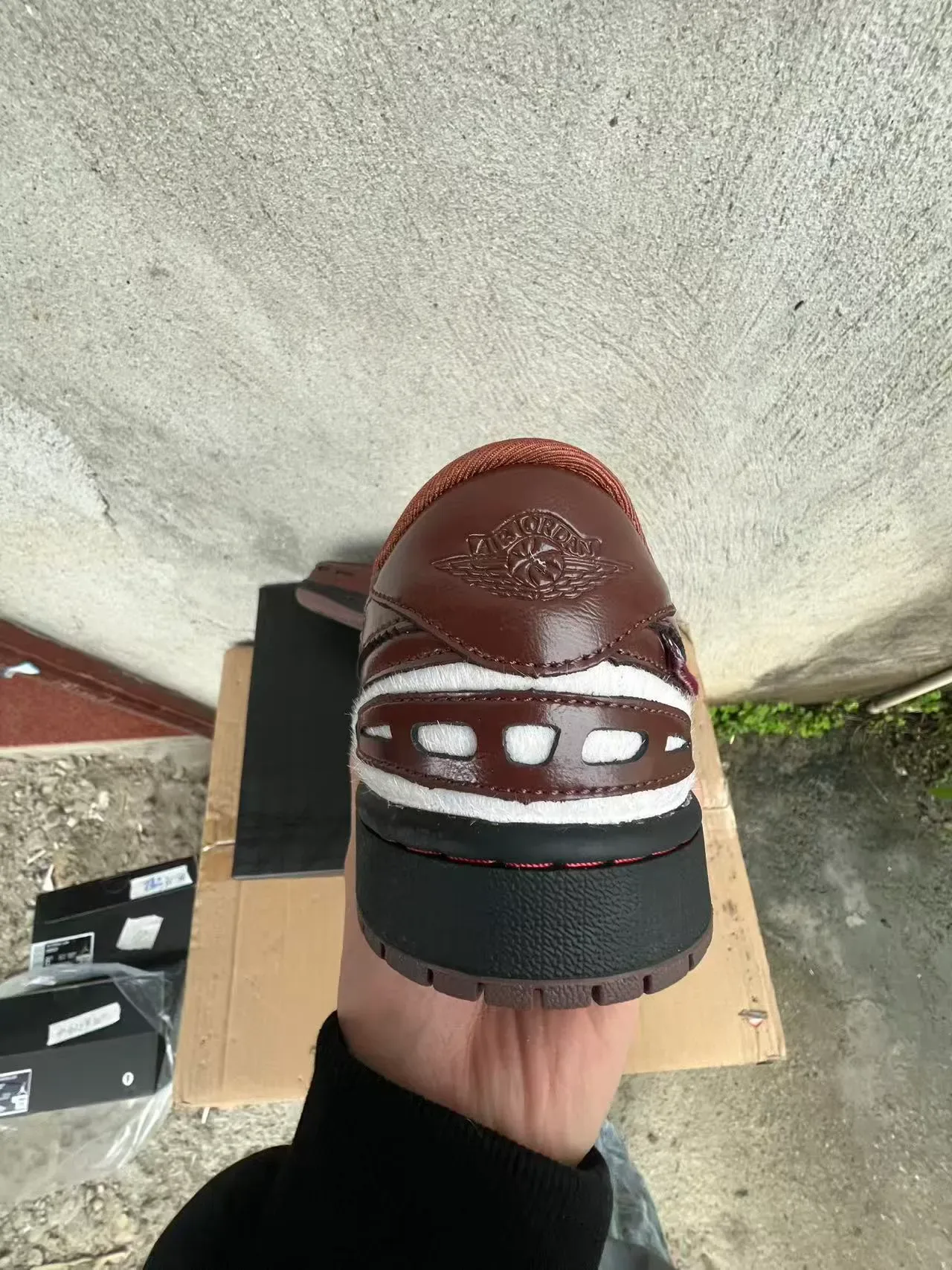 Nike Brown Patent Leather and White Shearling Low-Top Sneaker 8