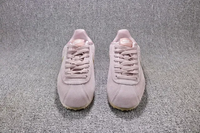 Nike Cortez Pink Gold Suede Upper Metallic Swoosh Lifestyle Sneakers 7