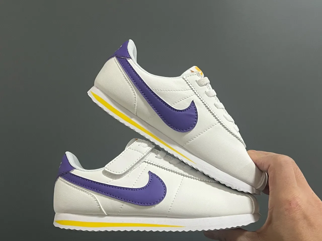 Nike Cortez White Purple Low-Top Velcro Strap Lifestyle Sneakers 23