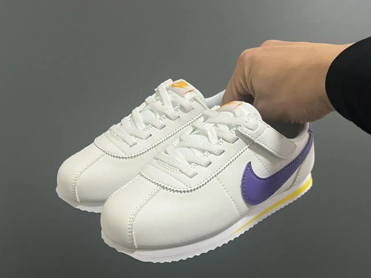Nike Cortez White Purple Low-Top Velcro Strap Lifestyle Sneakers 24