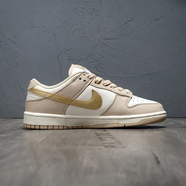 Nike Dunk Low Beige Gold Perforated Toe Lifestyle Sneakers 6