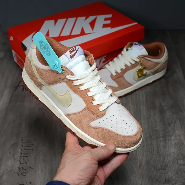 Nike Dunk Low Beige White Suede-and-Leather Panelled Lifestyle Sneakers 2
