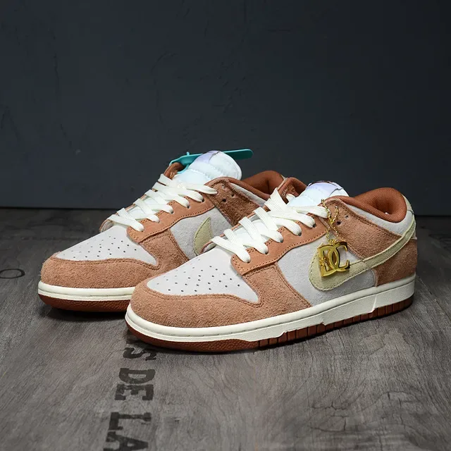 Nike Dunk Low Beige White Suede-and-Leather Panelled Lifestyle Sneakers 3