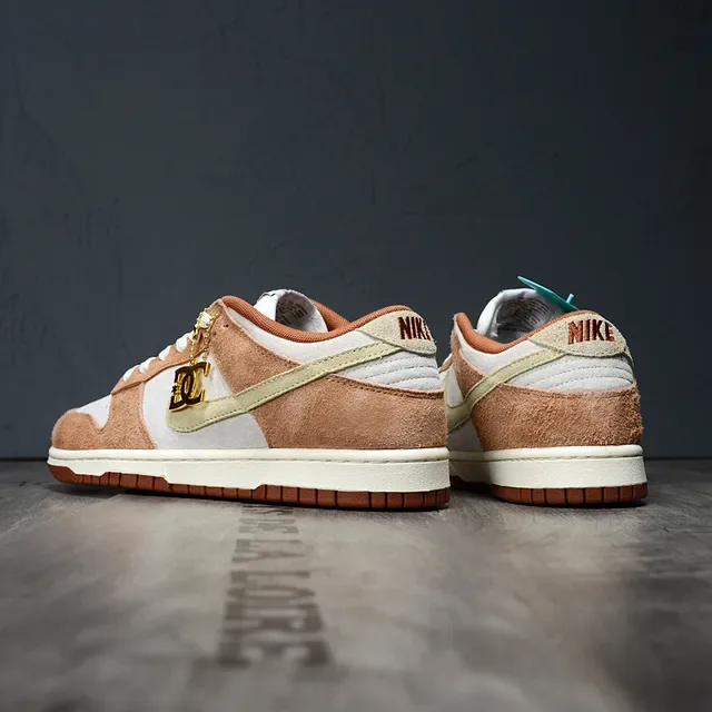 Nike Dunk Low Beige White Suede-and-Leather Panelled Lifestyle Sneakers 4