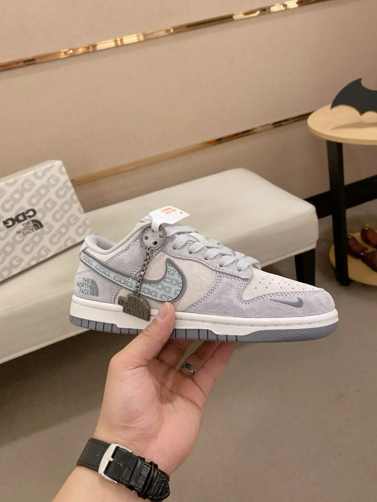 Nike Dunk Low CDG x The North Face Light Gray Lifestyle Sneakers 3