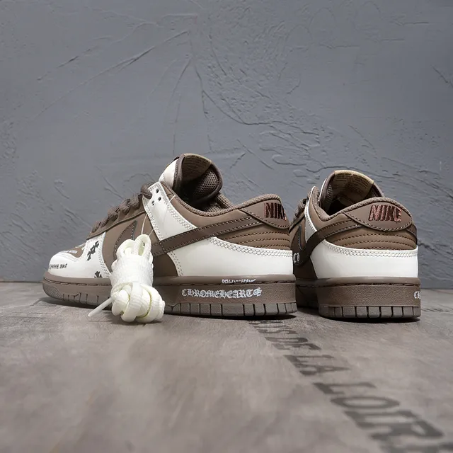 Nike Dunk Low Chrome Hearts Brown White Lifestyle Sneakers 3