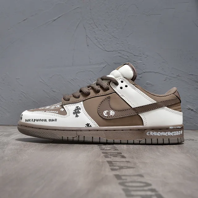 Nike Dunk Low Chrome Hearts Brown White Lifestyle Sneakers 7