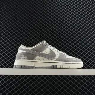 नाइके Dunk Low ग्रे और क्रीम Stussy सहयोग लाइफस्टाइल स्नीकर