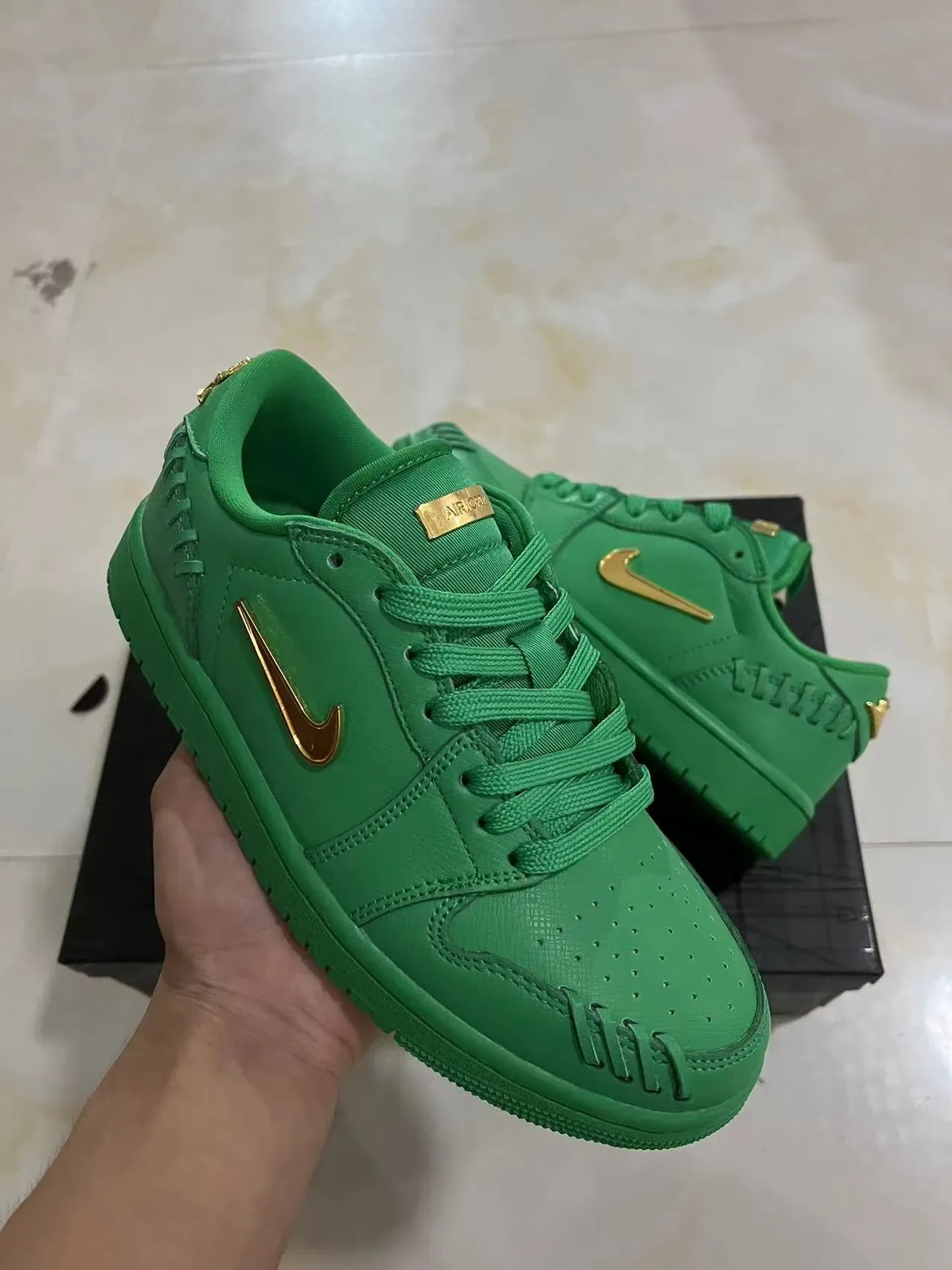 Nike Dunk Low Green Gold Metallic Lifestyle Sneakers 2