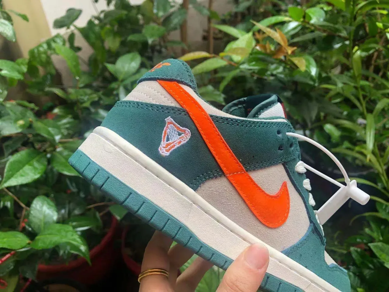 Nike Dunk Low Green Orange Suede Lifestyle Sneakers 2