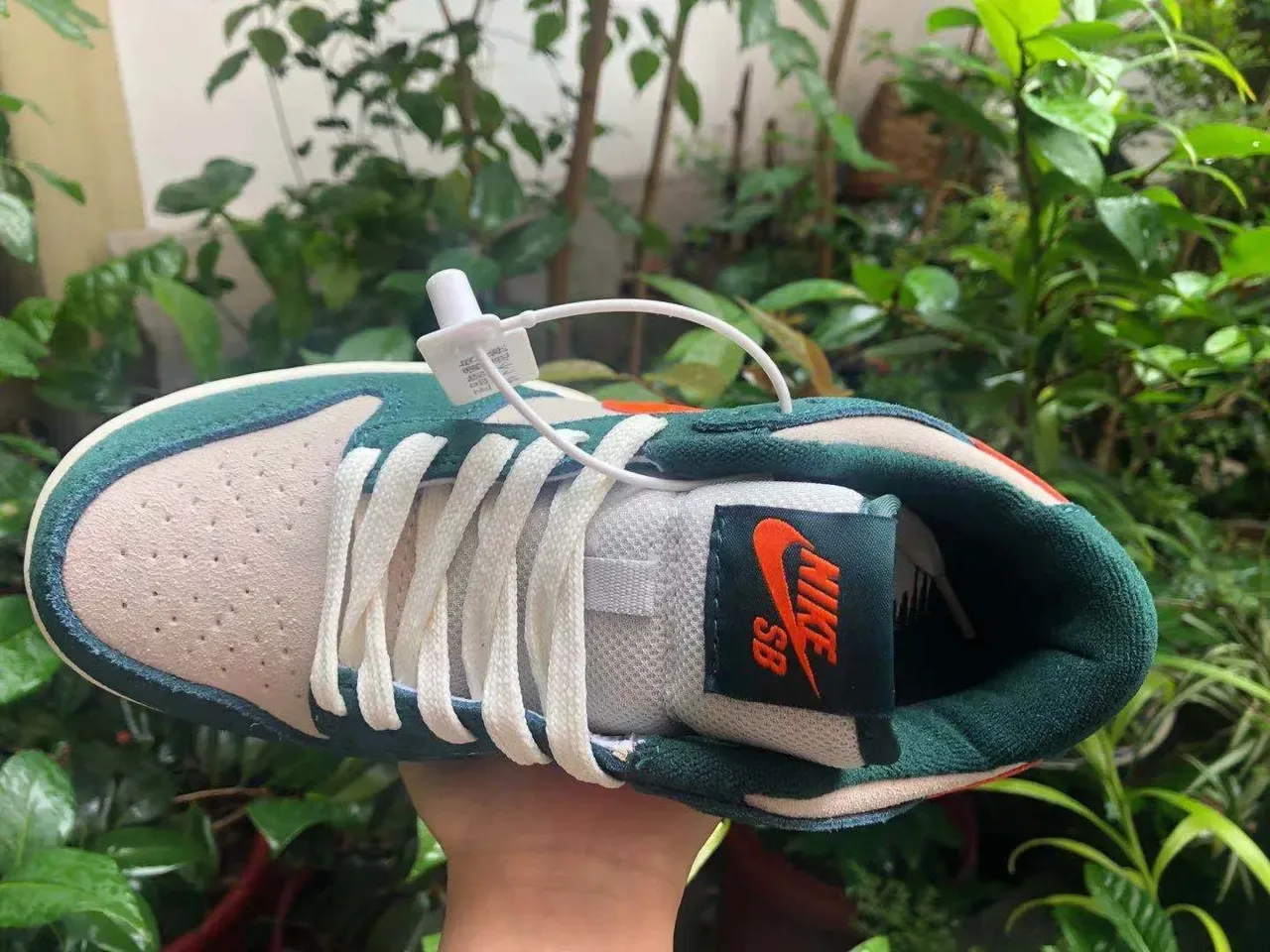 Nike Dunk Low Green Orange Suede Lifestyle Sneakers 4