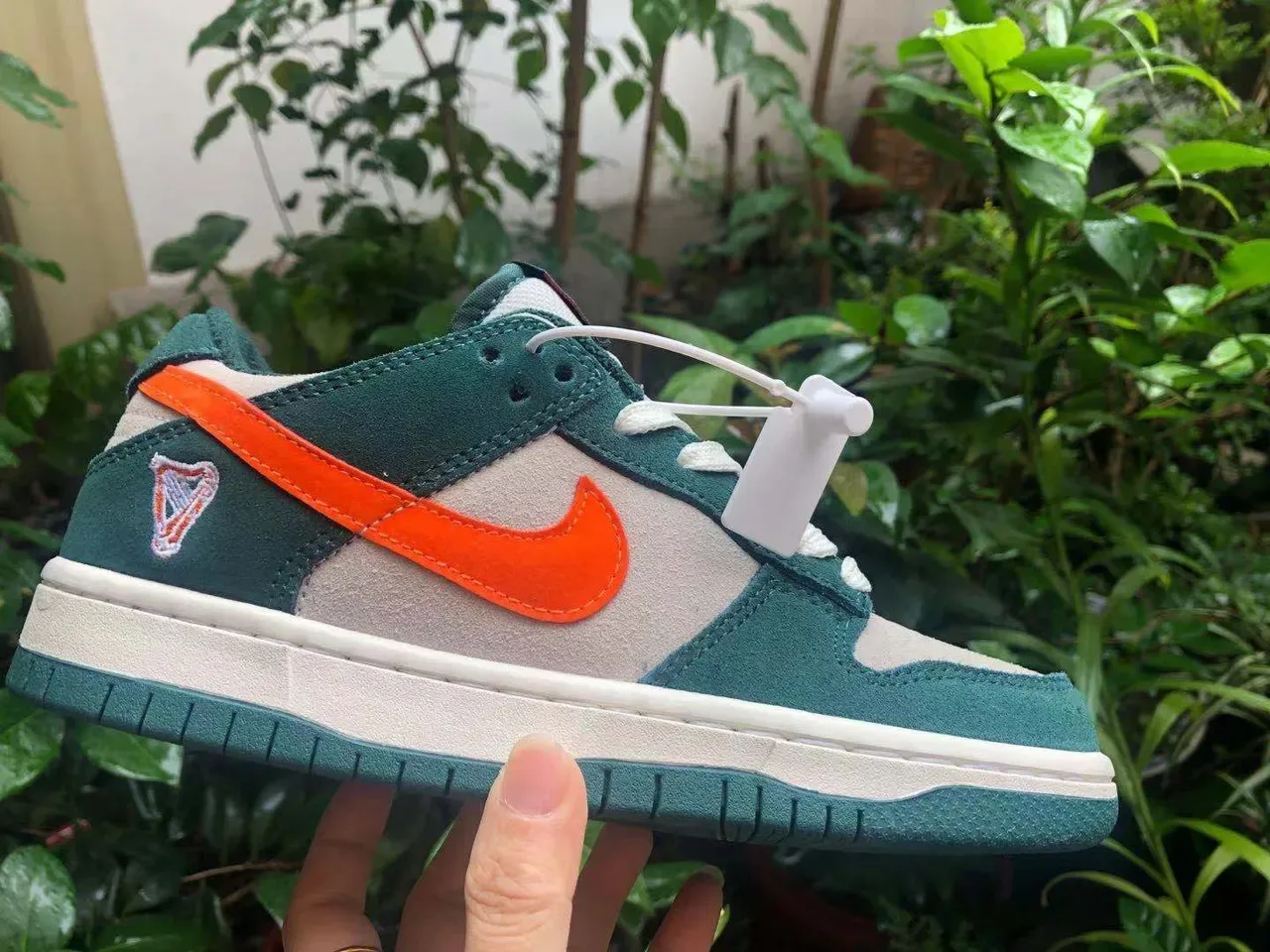 Nike Dunk Low Green Orange Suede Lifestyle Sneakers 7