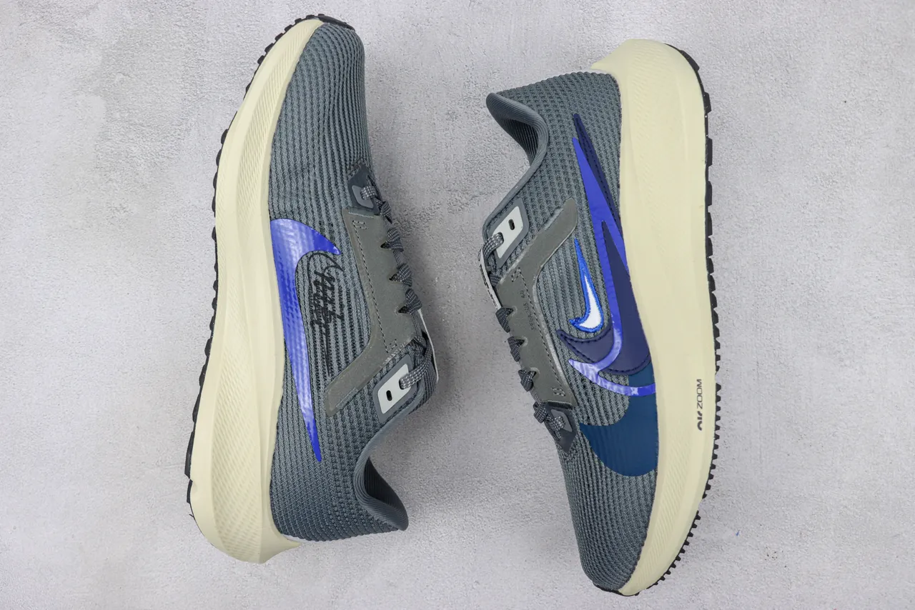 Nike Gray Blue Engineered Mesh Upper Layered Synthetic Overlays Running Shoes 2