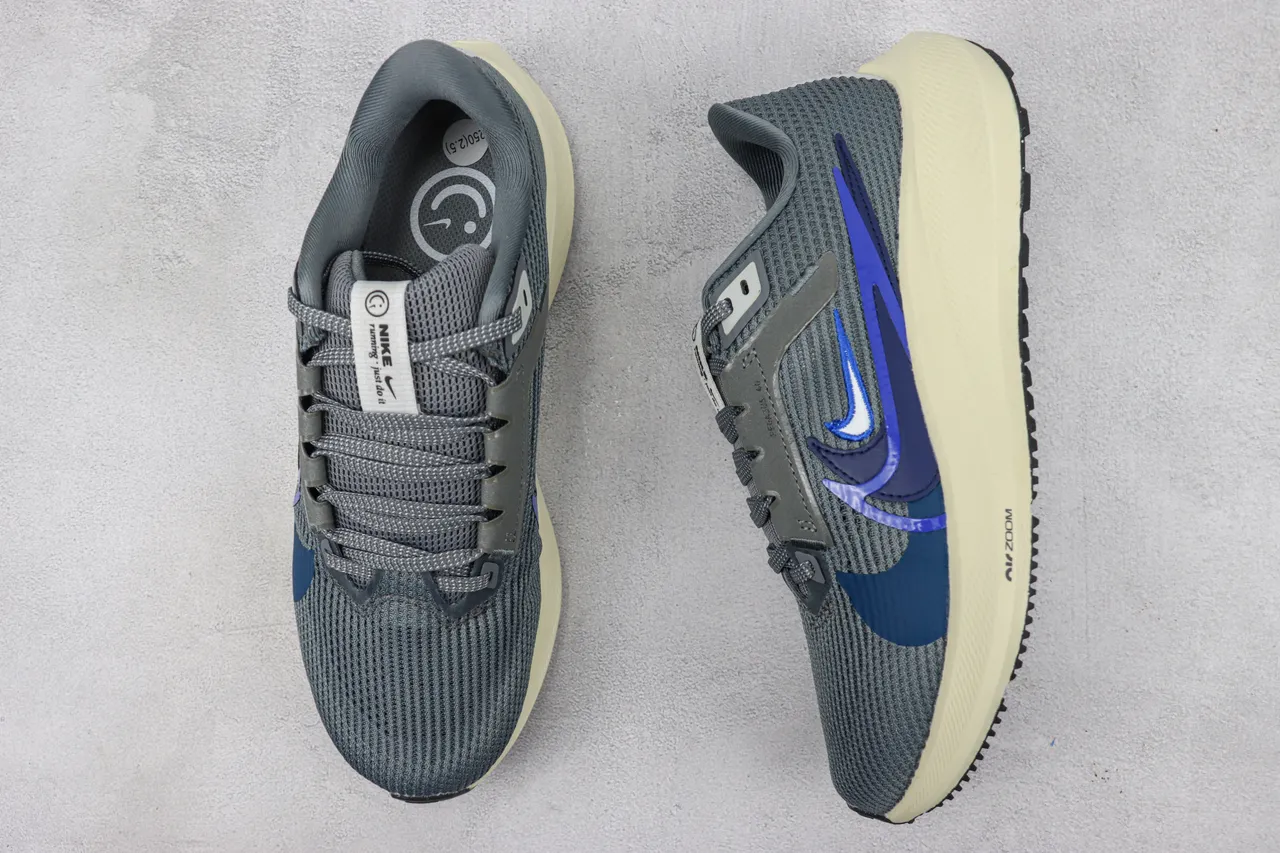 Nike Gray Blue Engineered Mesh Upper Layered Synthetic Overlays Running Shoes 3