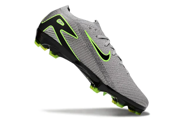 Nike Gray Green Knit Upper Neon Accent Firm-Ground Soccer Shoes 2