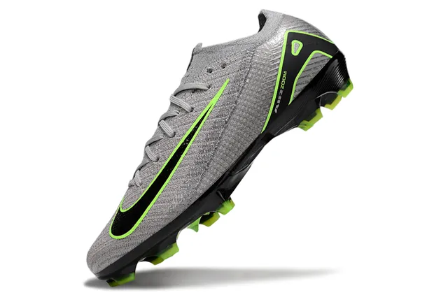 Nike Gray Green Knit Upper Neon Accent Firm-Ground Soccer Shoes 3